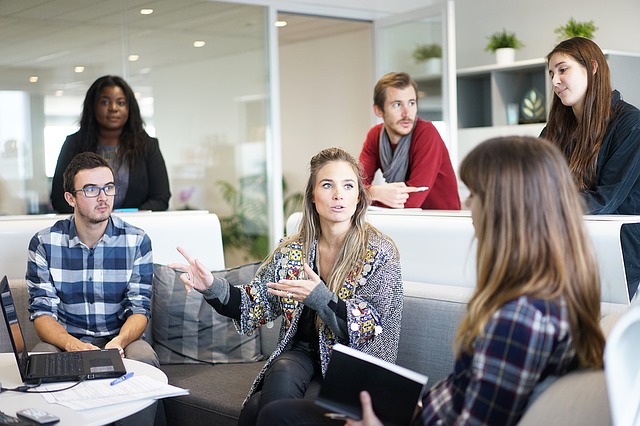 People working in their office